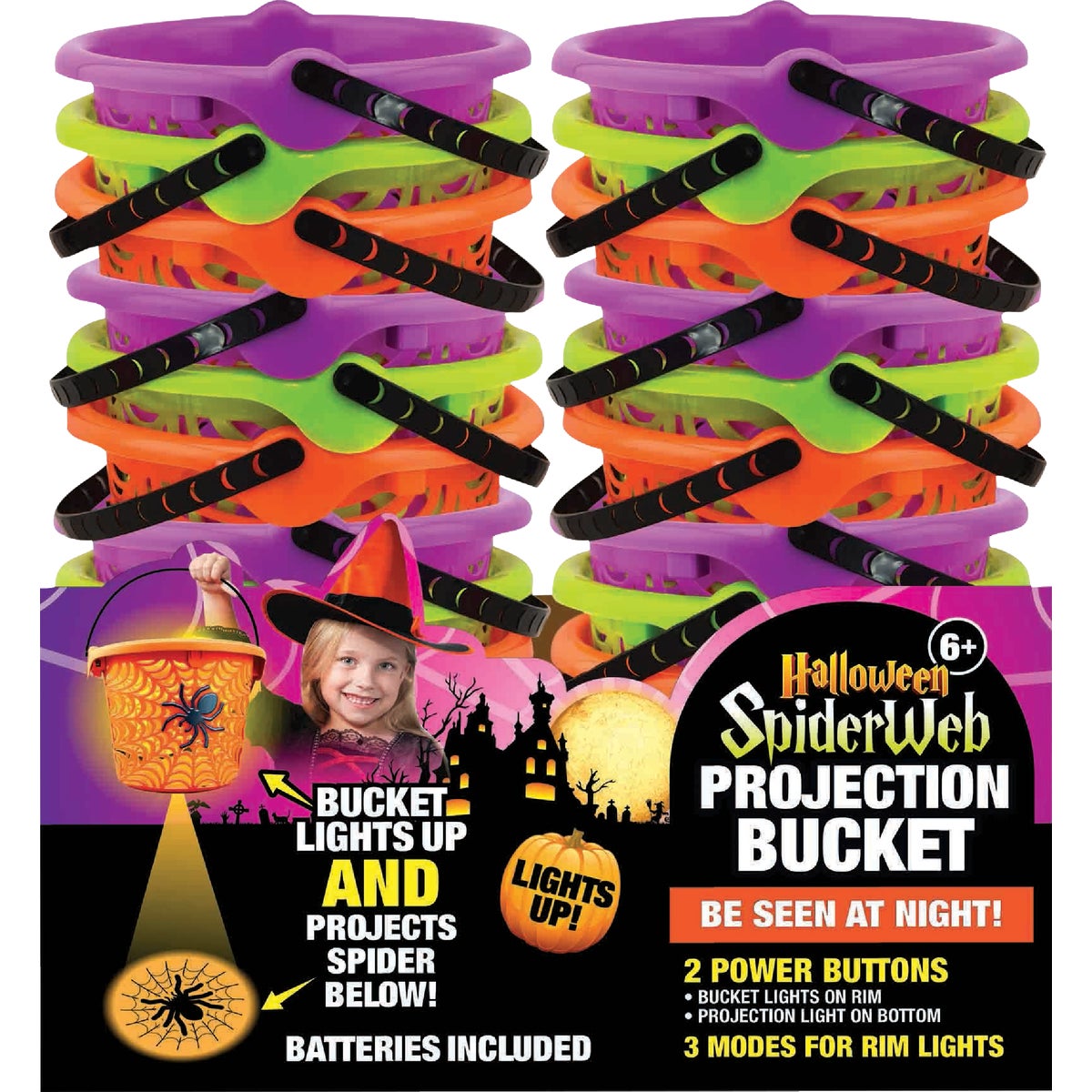 Magic Seasons Halloween Spider Web LED Projection Bucket