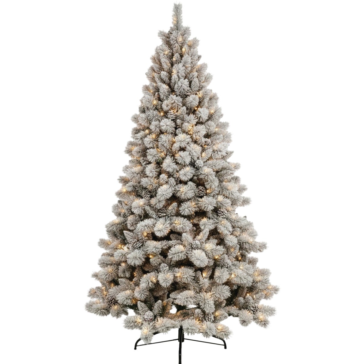 National Tree Company 7.5 Ft. Flocked Edgewood Pine 600-Bulb Warm White LED Prelit Artificial Christmas Tree