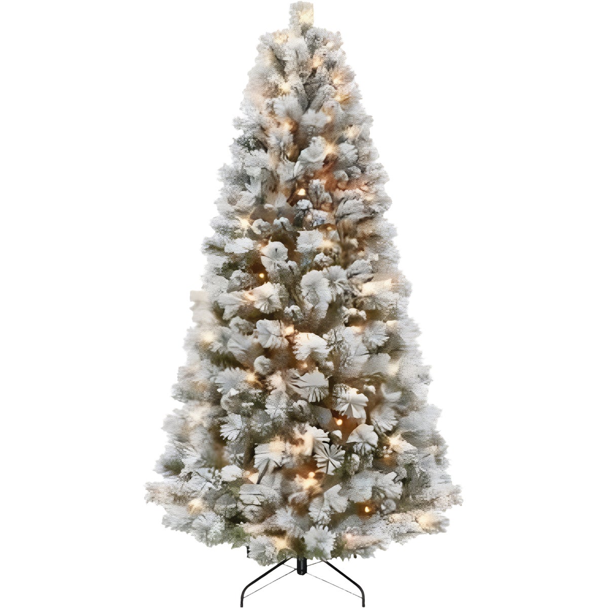 Puleo 6 Ft. Cashmere 250-Bulb Dual Color LED Prelit Flocked Christmas Tree