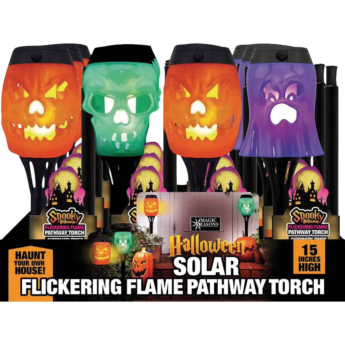 Magic Seasons Halloween Solar Flickering Flame Stake Lights