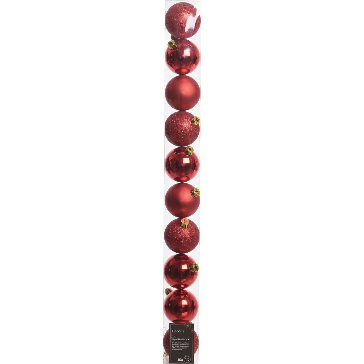 Holiday Wonderland 2.4 In. Shatterproof Red Bauble Christmas Ornament (10-Pack)