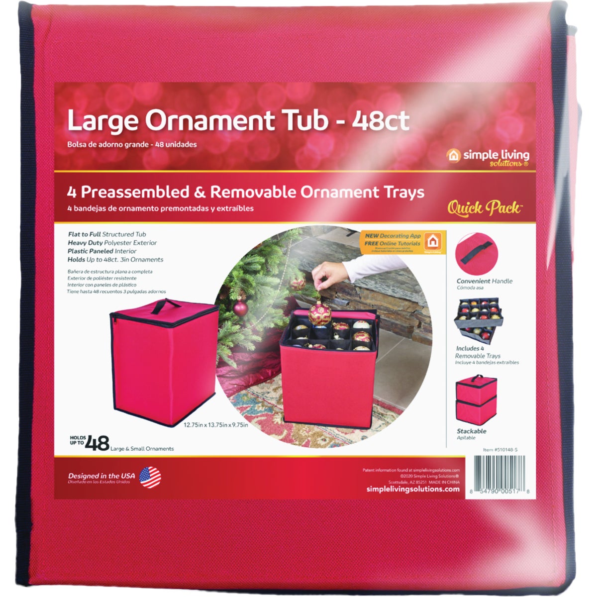Simple Living Solutions 48-Ornament Storage Tub
