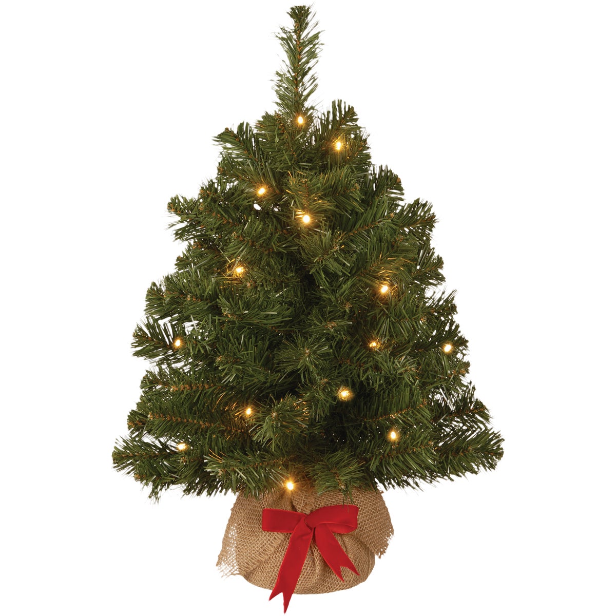 National Tree Company 2 Ft. Warm White LED Noble Spruce Tree with Burlap Bag