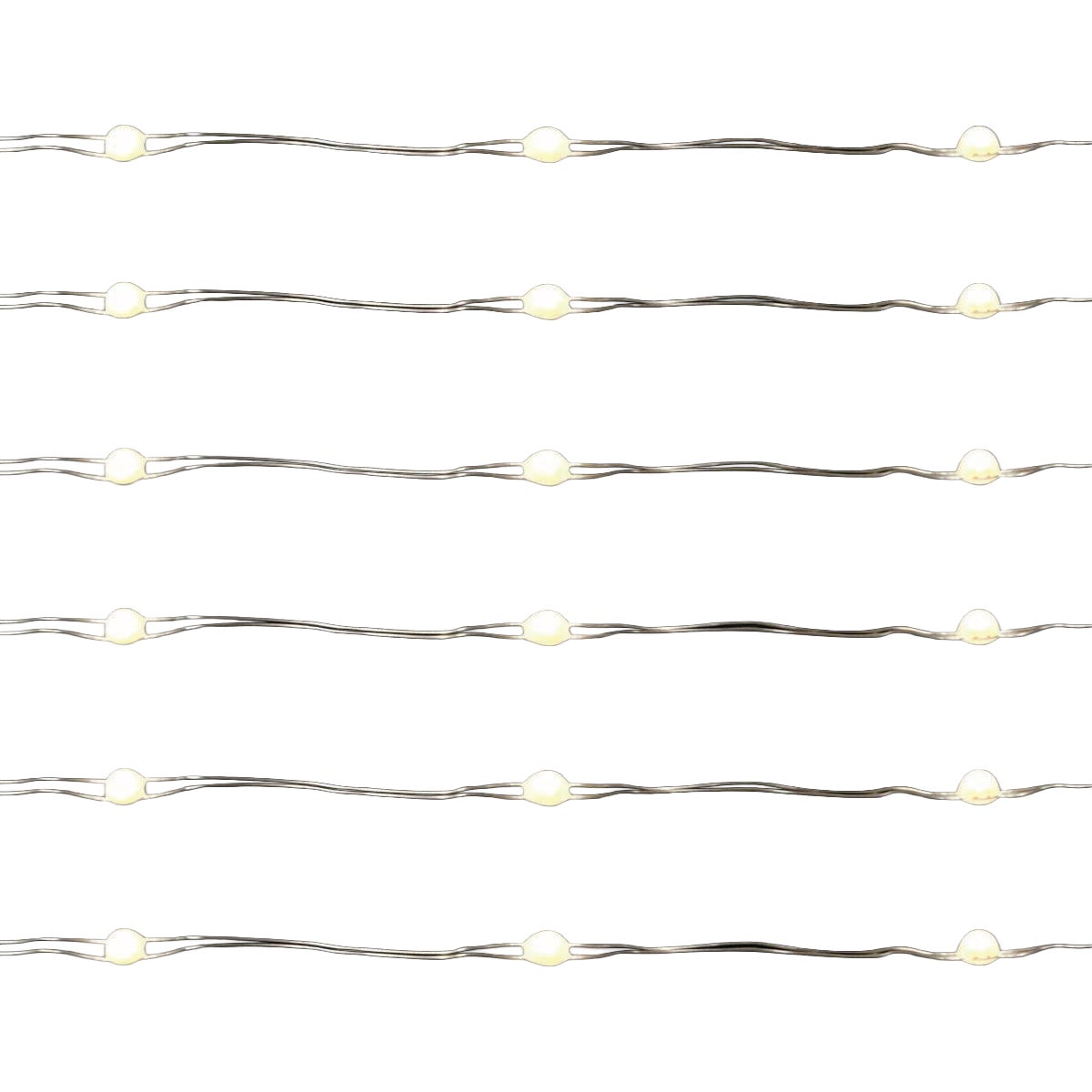 Holiday Bright Lights 50-Bulb Pure White Big Seed Micro LED Battery Operated Light Set with Silver Wire