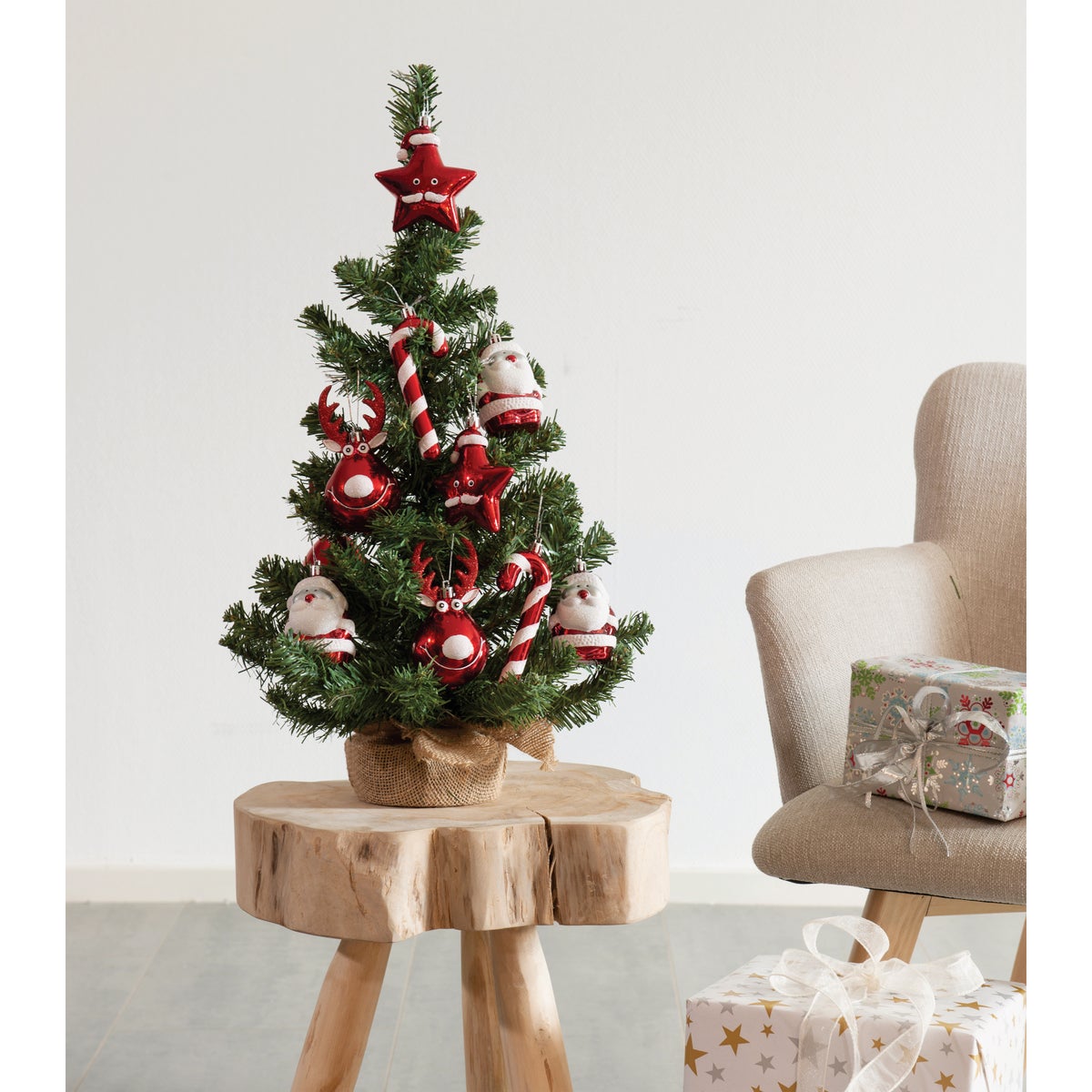 Everlands Imperial 2 Ft. Mini Christmas Tree with Red Colored Ornaments