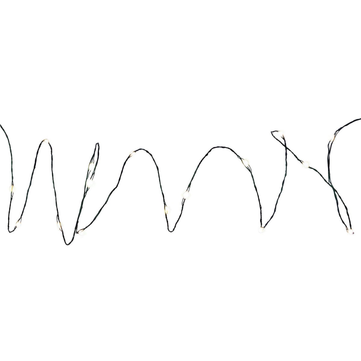 Holiday Bright Lights 50-Bulb Pure White Big Seed Micro LED Battery Operated Light Set with Green Wire