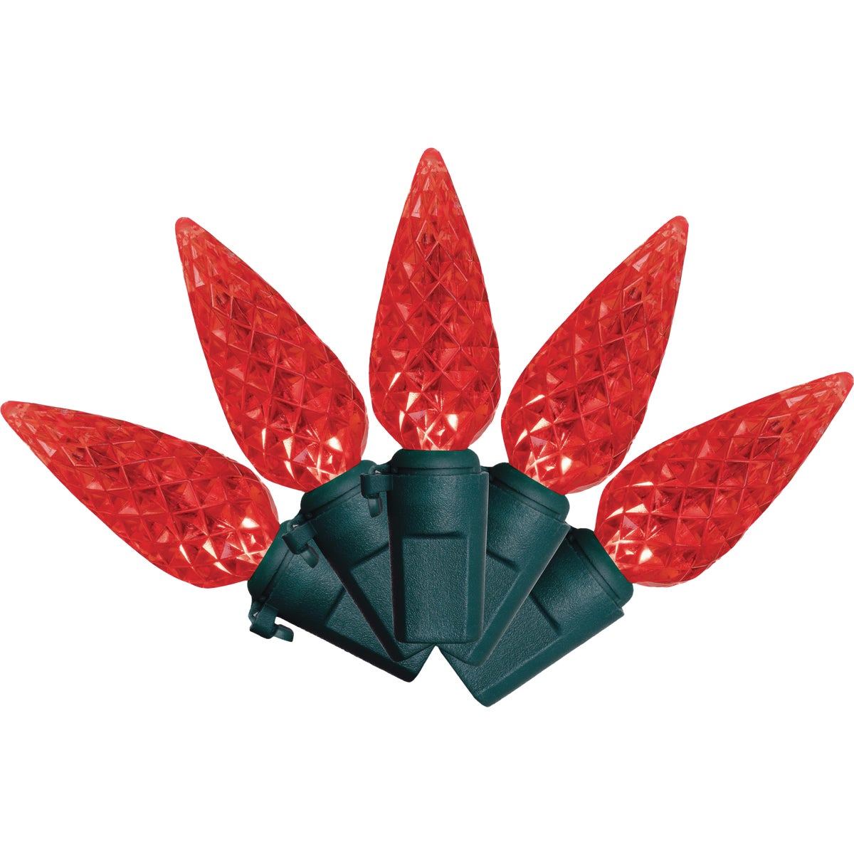 Holiday Bright Lights Vibrant Red 100-Bulb C6 PS Faceted String Light Set