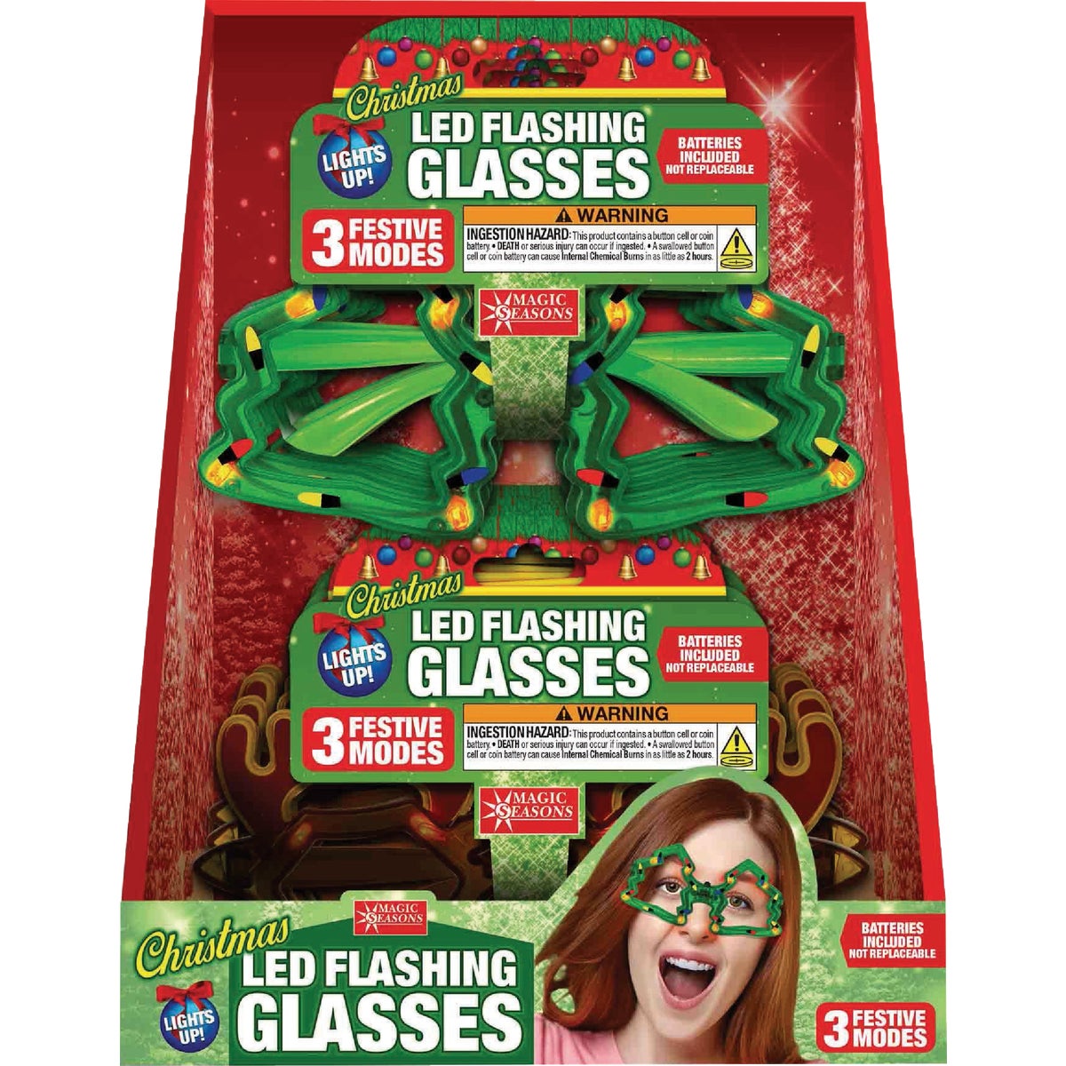 Magic Seasons LED Light Up Christmas Glasses