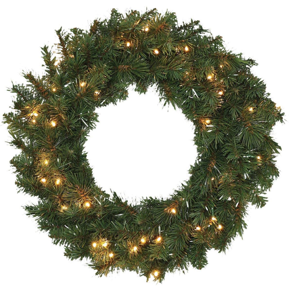 Holiday Wonderland 24 In. 50-Bulb Warm White LED PVC Mixed Needle Wreath