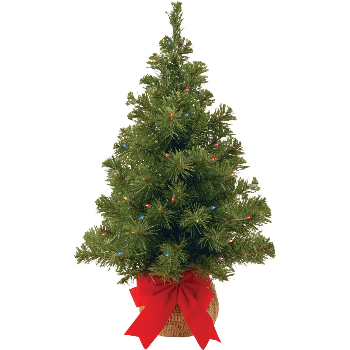 National Tree Company 2 Ft. 15 Multi Color LED Noble Spruce Tree with Burlap Bag