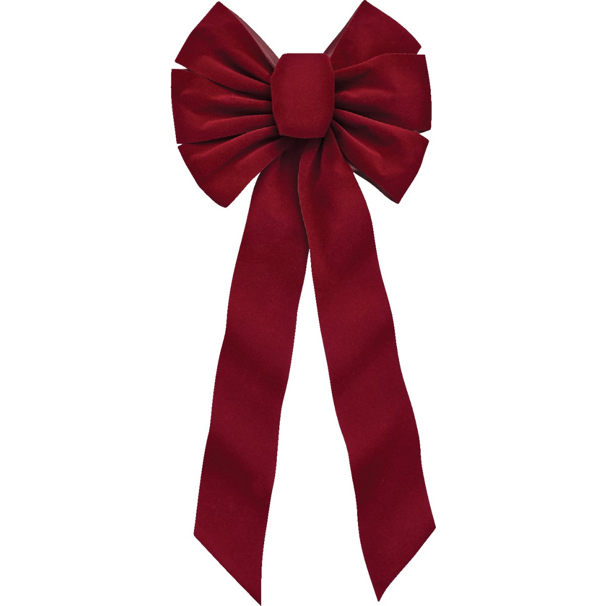 Holiday Trims 7-Loop 10 In. W. x 22 In. L. Burgundy Velvet Christmas Bow