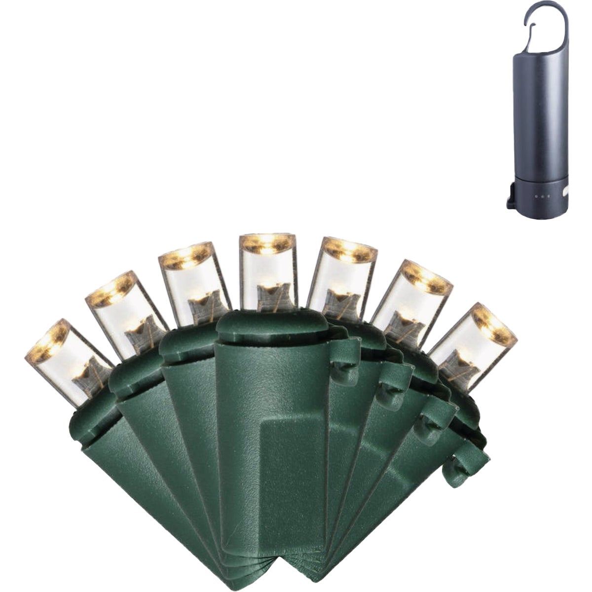 Holiday Bright Lights 50-Bulb Warm White 5MM Rechargeable Light Set with Power Bank