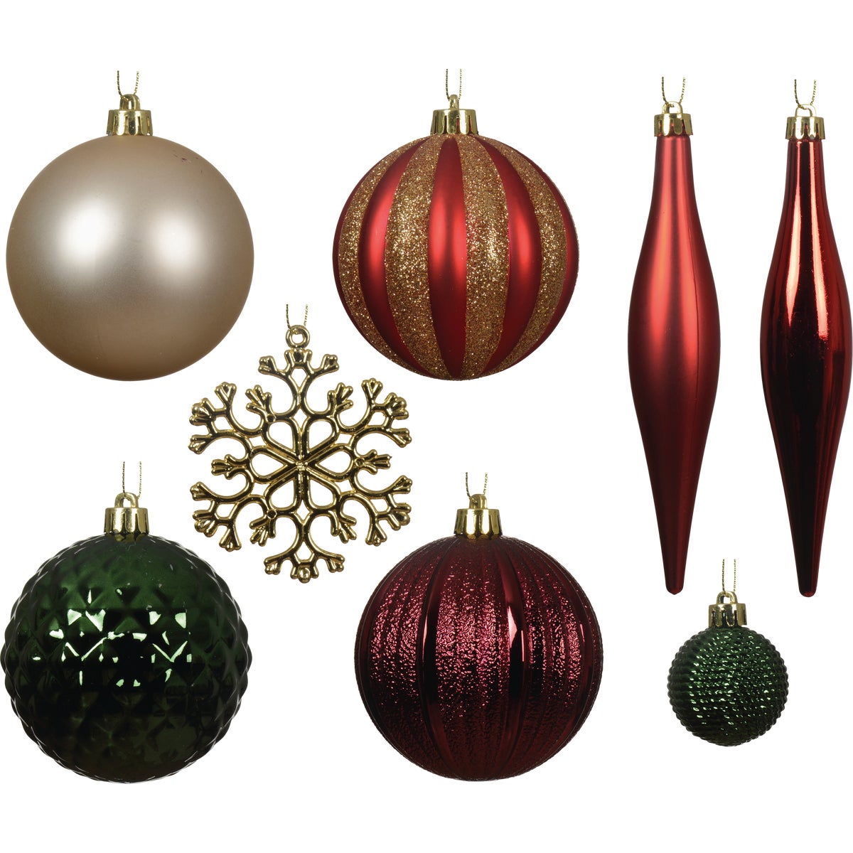 Hoiday Wonderland Shatterproof Red, Gold, & Green Mix Christmas Ornament (46-Pack)