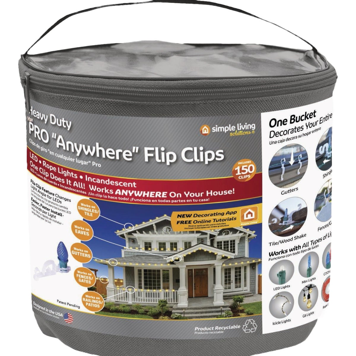 Simple Living Solutions Max PRO Anywhere Flip Clips Bucket (150-Pack)