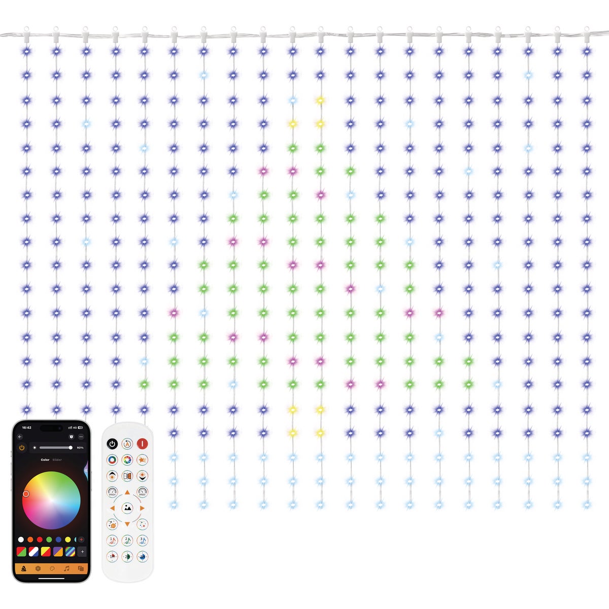 Ollny RGBIC 400-Bulb LED 4.9 Ft. x 6.6 Ft. Smart Curtain Light Set