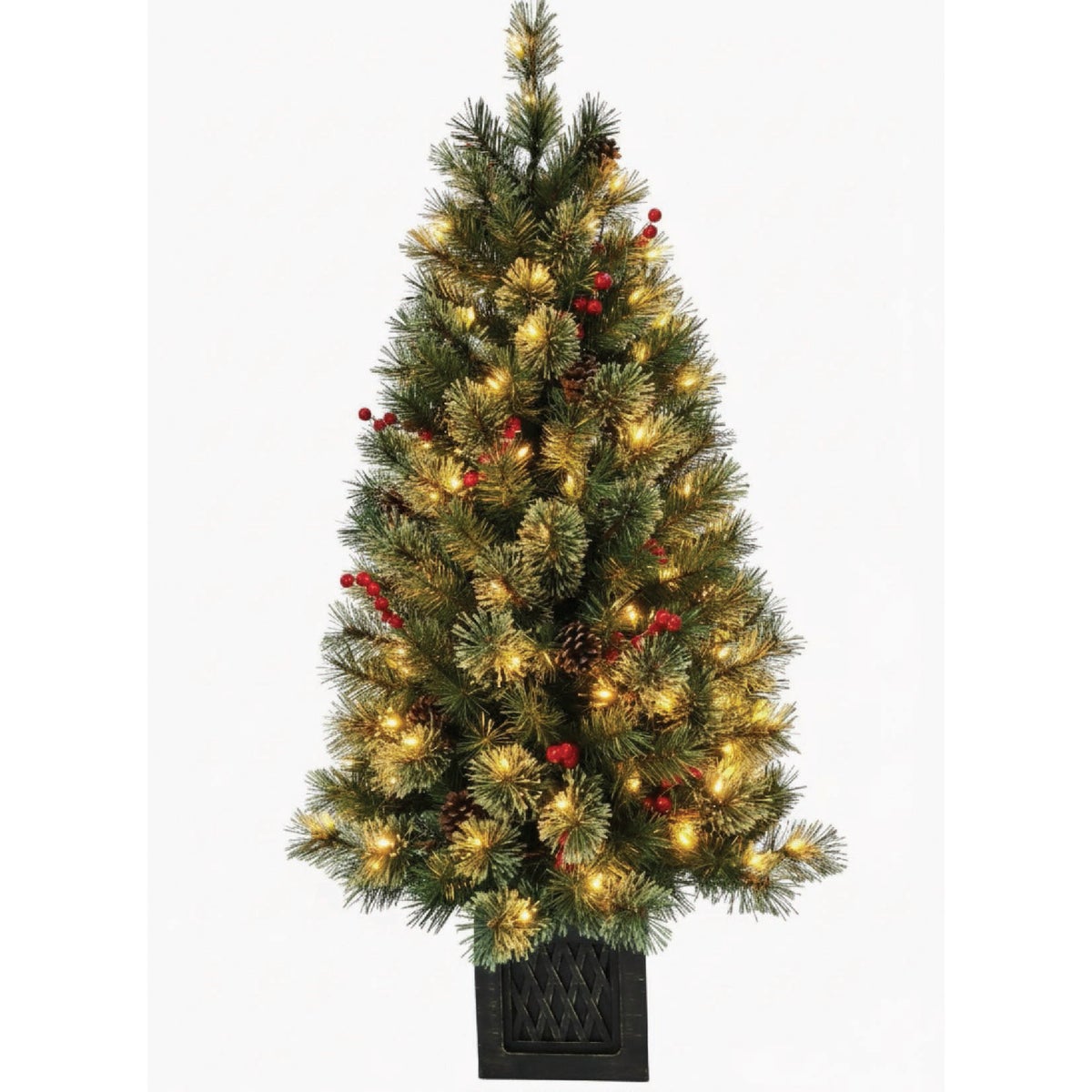 National Tree Company 4 Ft. 100 Dual Color LED Potted Evergreen