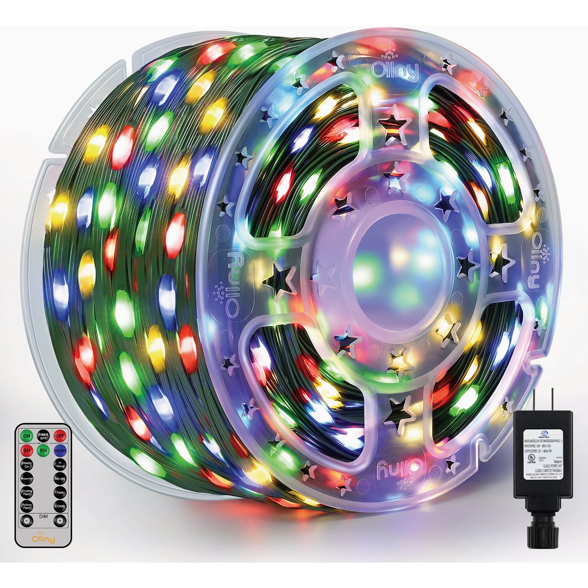 Ollny Multi 1000-Bulb LED String Light Set with Green Wire