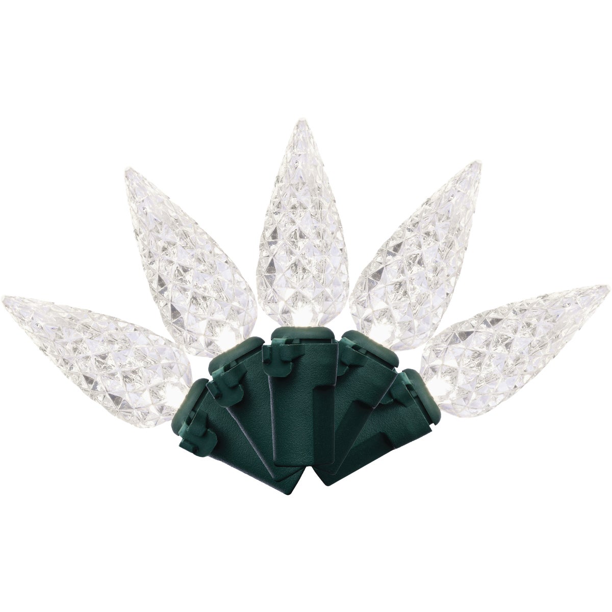 Holiday Bright Lights Vibrant Pure White 300-Bulb C6 PS Faceted String Light Set