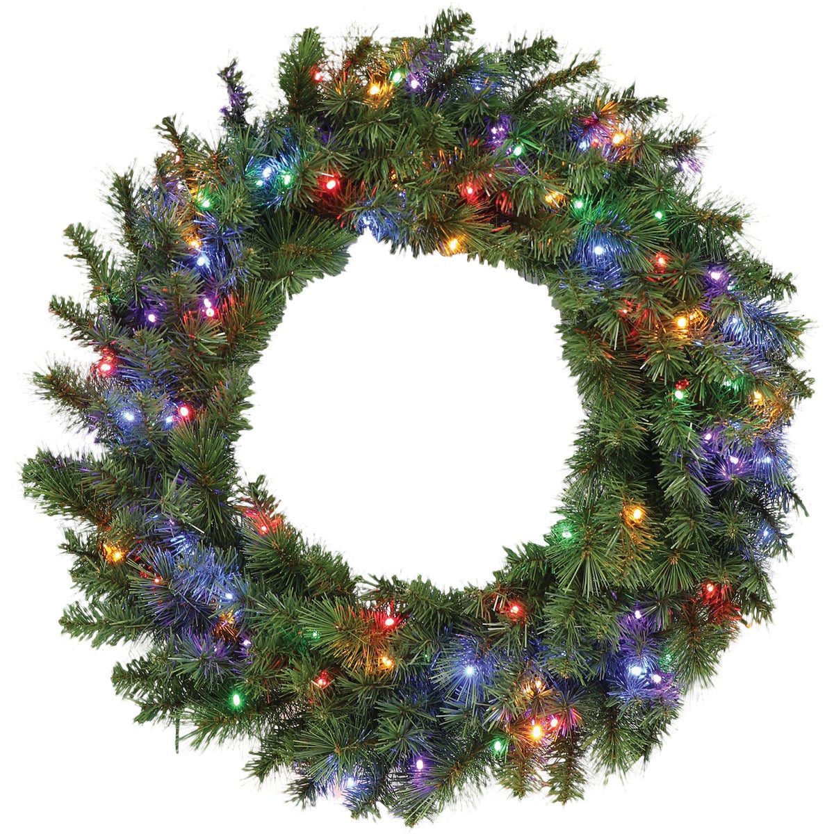 Holiday Wonderland 30 In. 100-Bulb Multi-Color LED PVC Mixed Neele Wreath