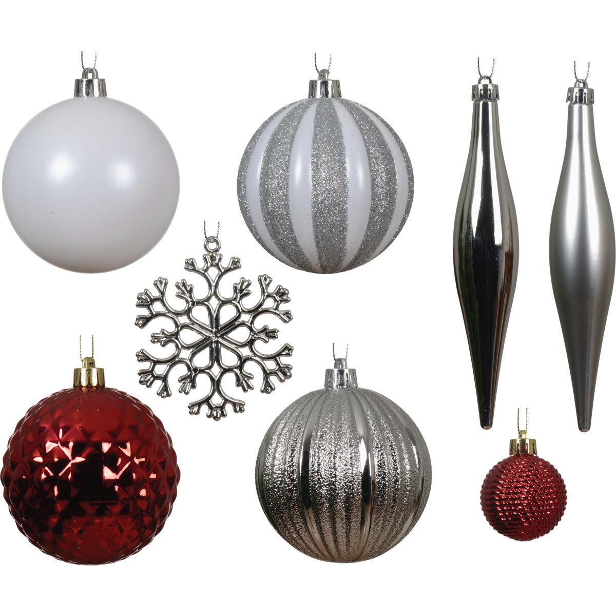 Hoiday Wonderland Shatterproof Red & White Mix Christmas Ornament (46-Pack)