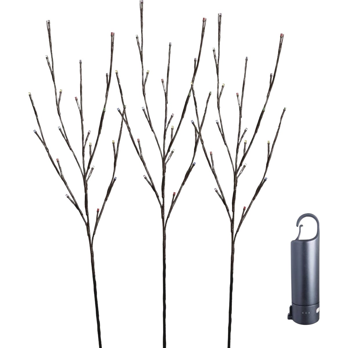 Holiday Bright Lights Multi-Color Rechargeable LED Lighted Brown Twig with Power Bank