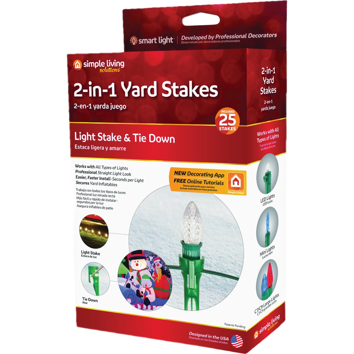Simple Living Solutions 2-In-1 Light Stake & Tie Down (25-Pack)