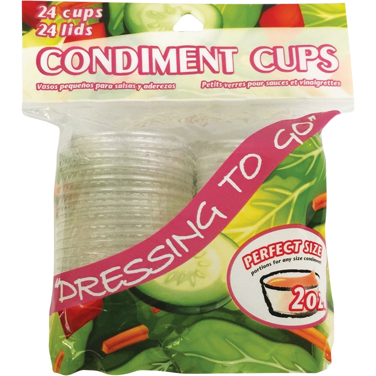 Jacent 2 Oz. Clear Plastic Condiment Cups with Lids (24-Pack)