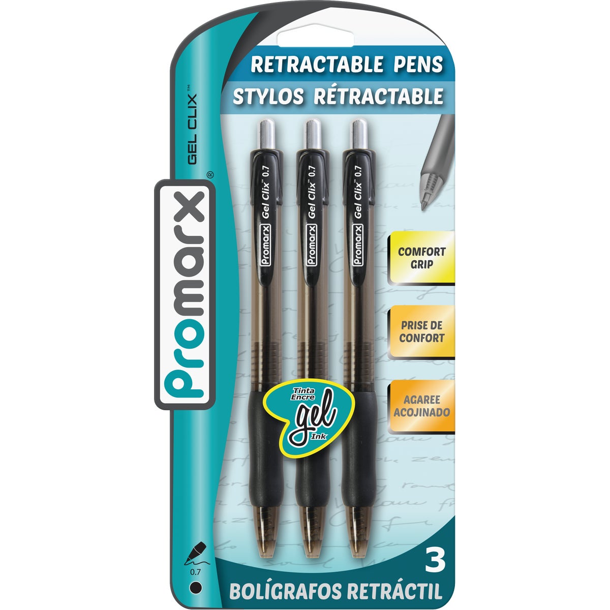 3PK GEL CLIX RETRACT PEN