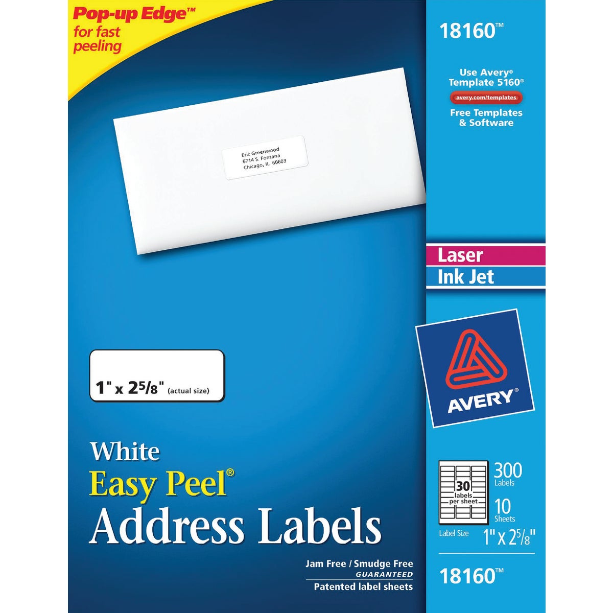 300PK 1X2-5/8 MAIL LABEL