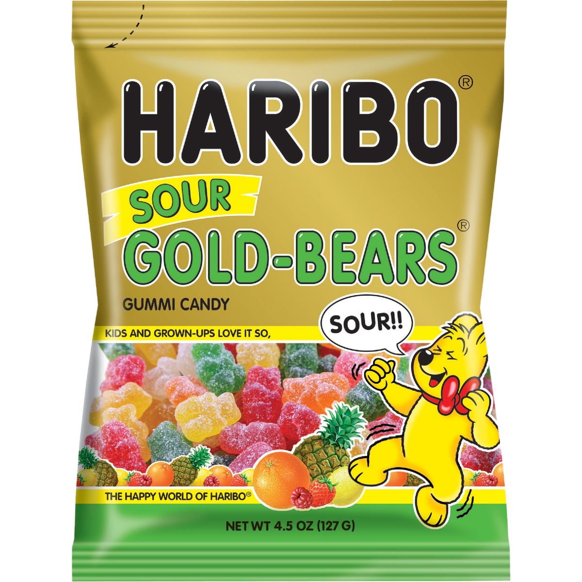 Haribo Gold-Bears Assorted Sour Fruit Flavor 4.5 Oz. Candy