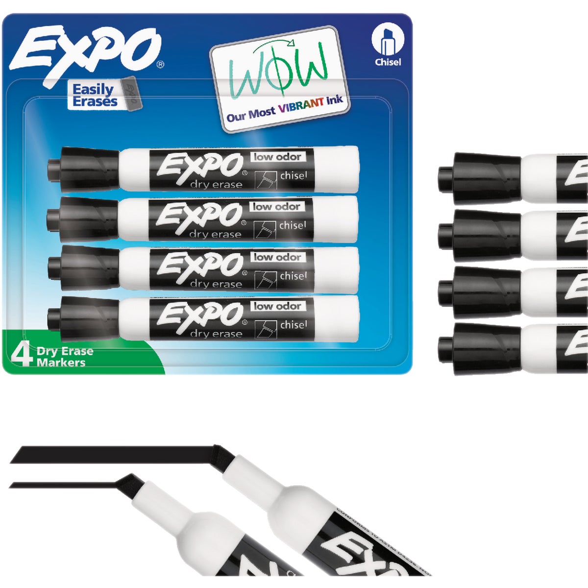 Expo Black Chisel Tip Dry Erase Marker (4-Pack)