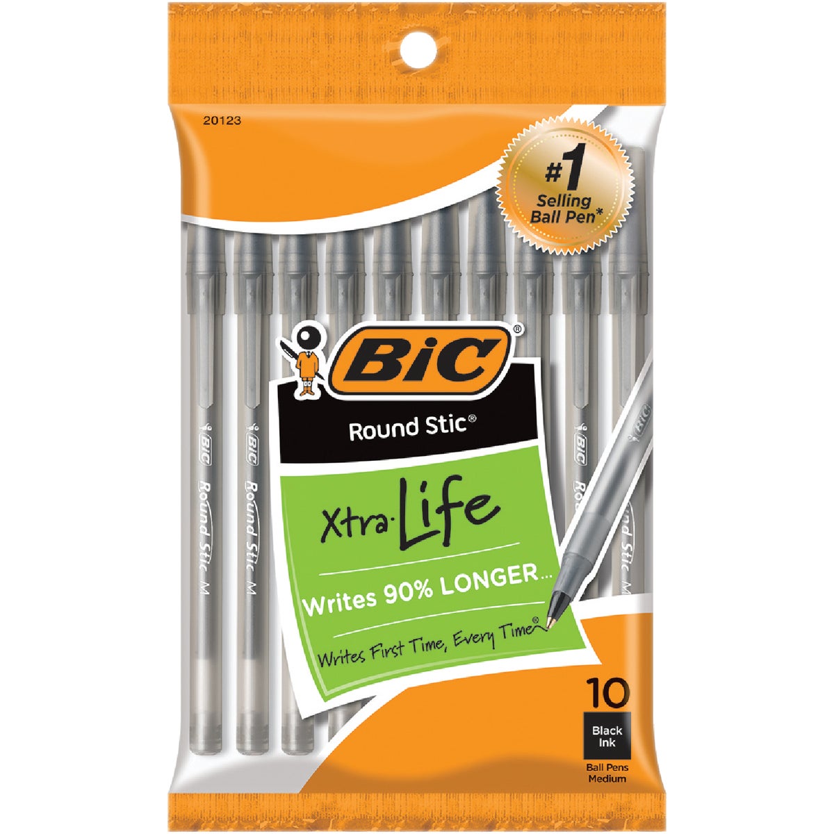 10PK BLK ROUND STIC PEN