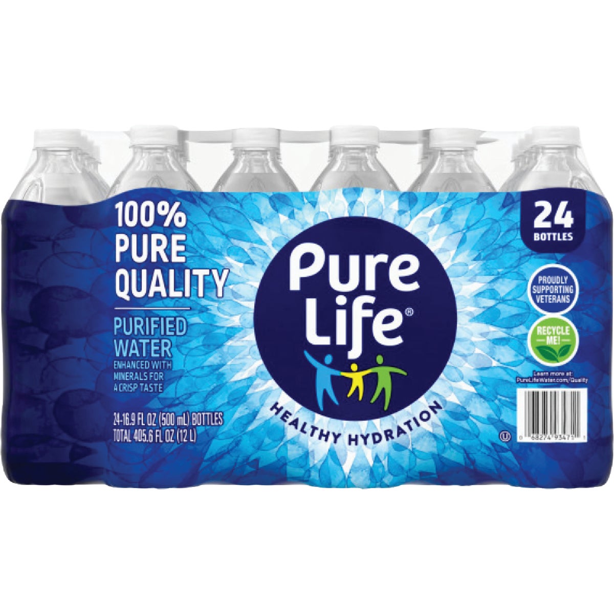 Pure Life 0.5 Liter Bottled Purified Water (24-Pack)