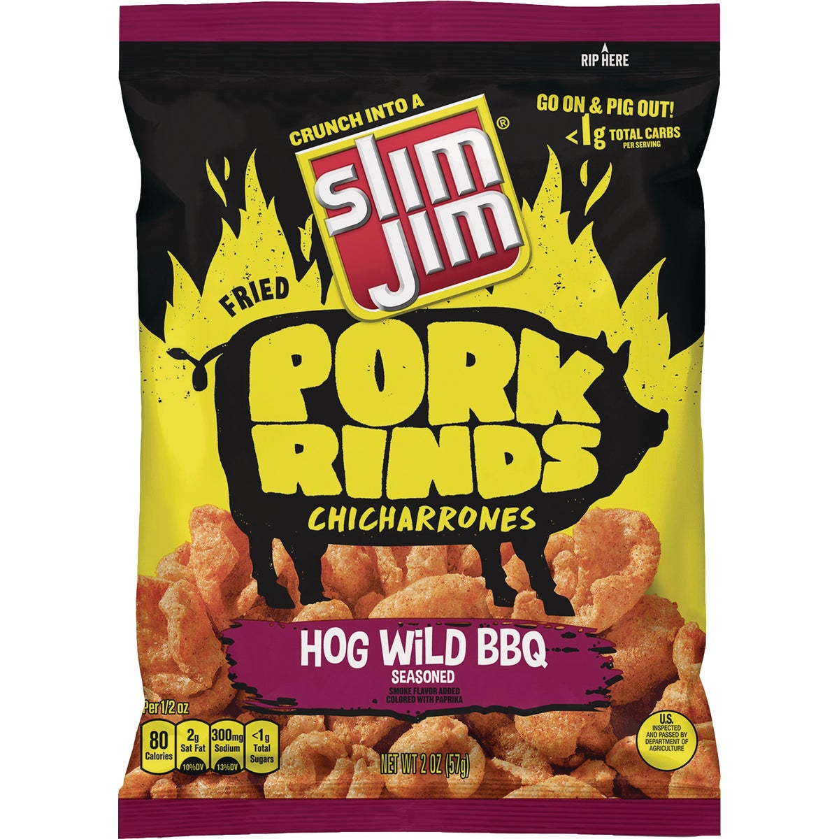 Slim Jim 2 Oz. Hogwild BBQ Pork Rinds