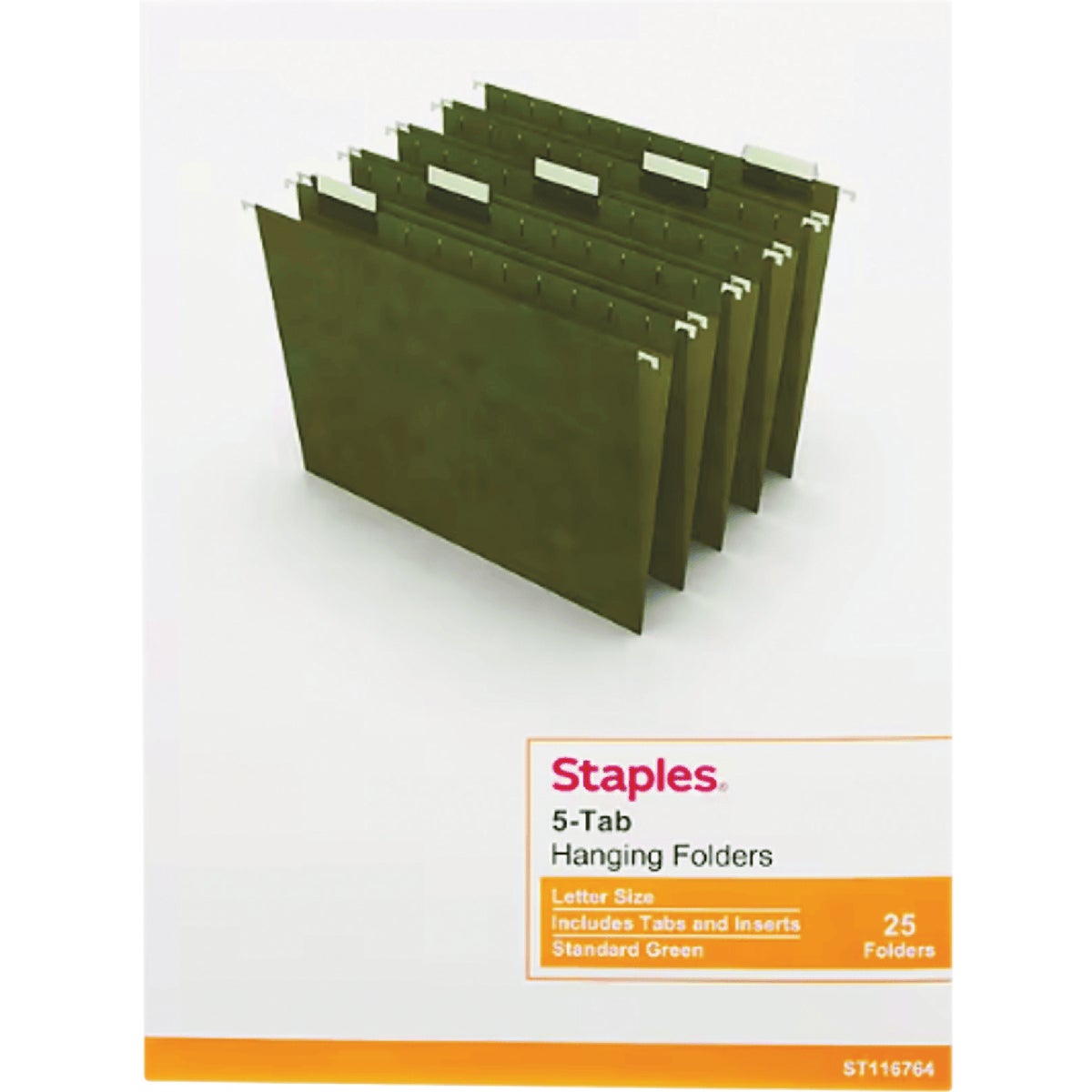 Staples 1/5-Cut Letter Size 100% Recycled Hanging File Folders (25-Pack)
