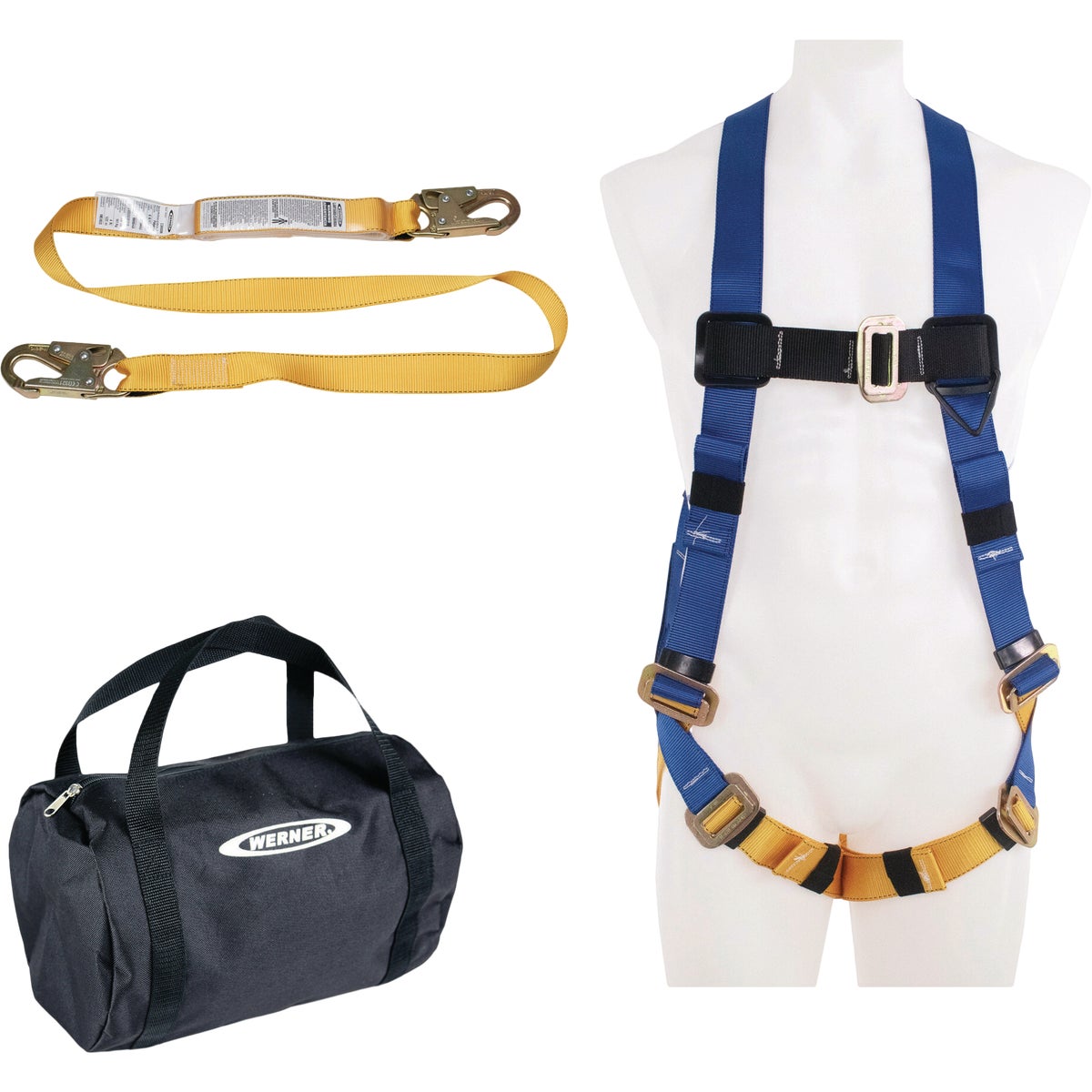 Werner Aerial Lift Safety Kit with BaseWear Standard Harness and 6 Ft. SoftCoil Lanyard AWP/MEWP
