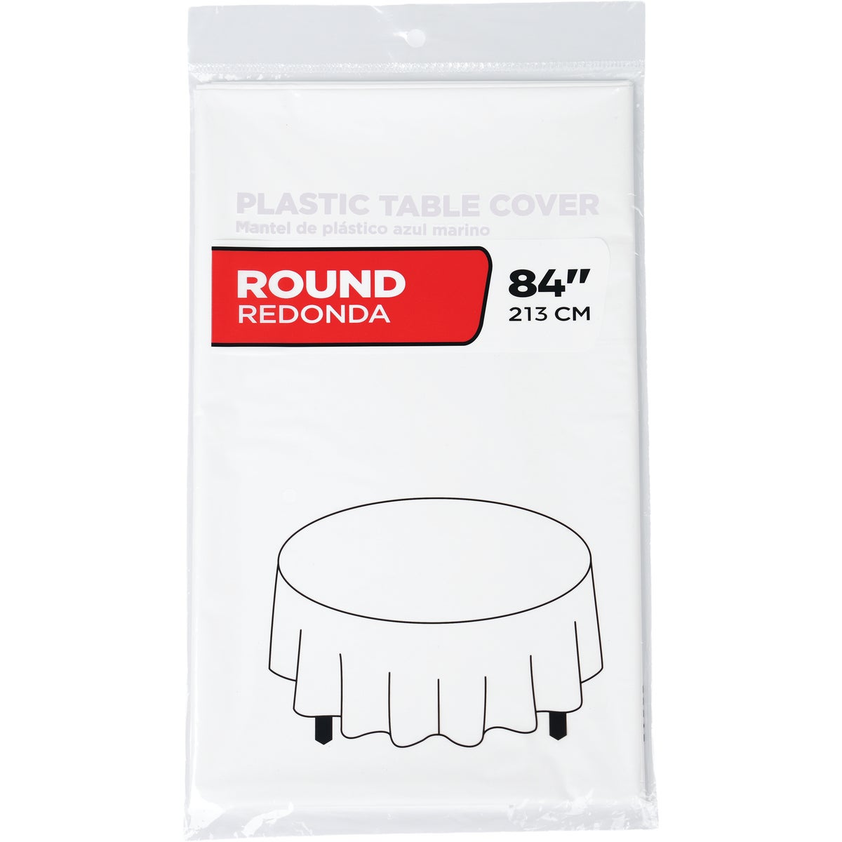 84 In. White Round Plastic Table Cover