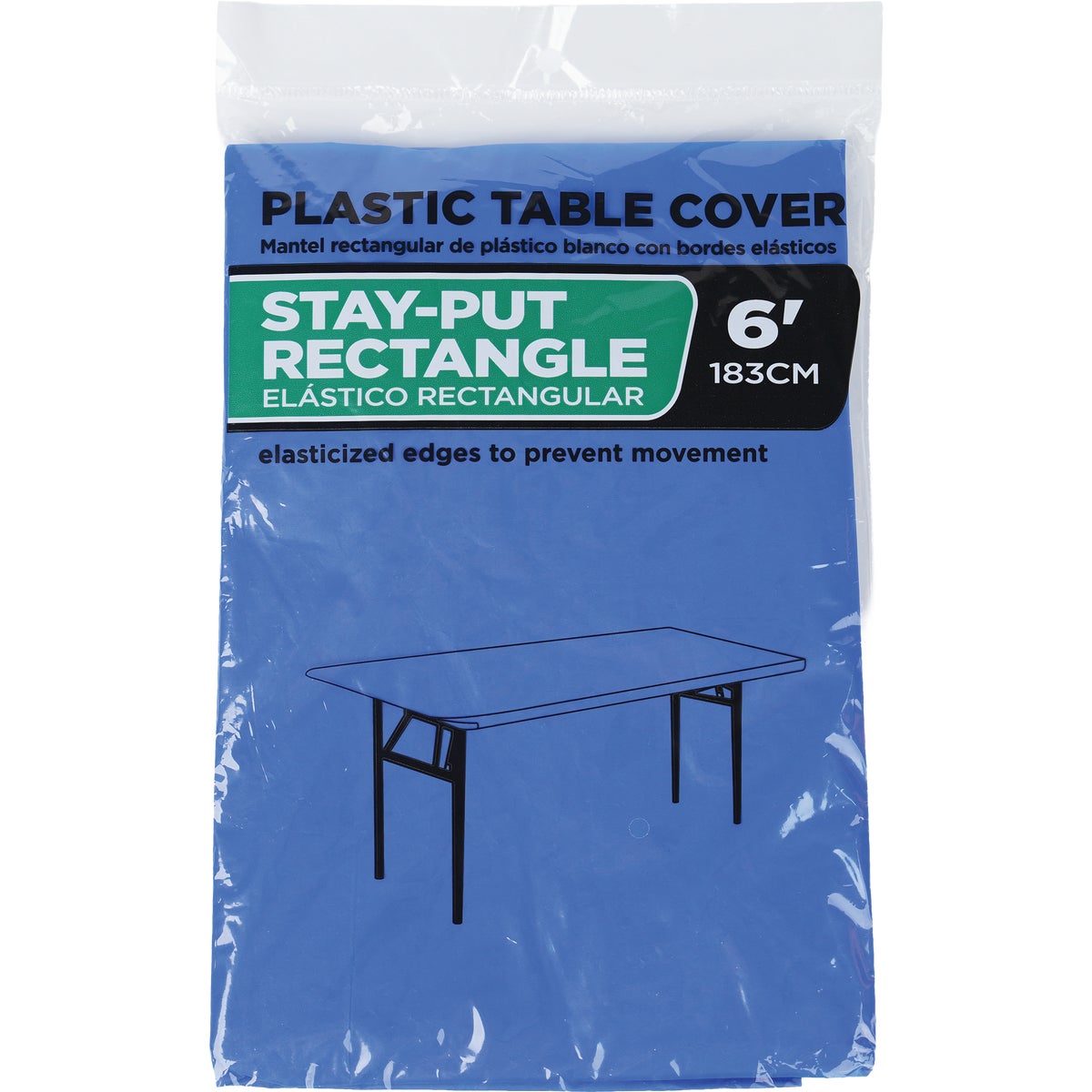 30 In. x 72 In. Royal Blue Stay-Put Fitted Rectangular Table Cover