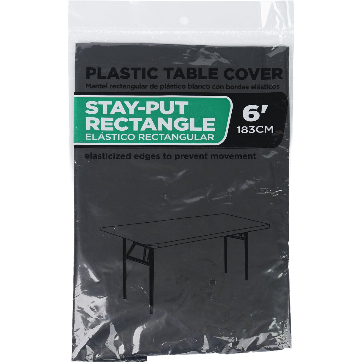30 In. x 72 In. Black Stay-Put Fitted Rectangular Table Cover