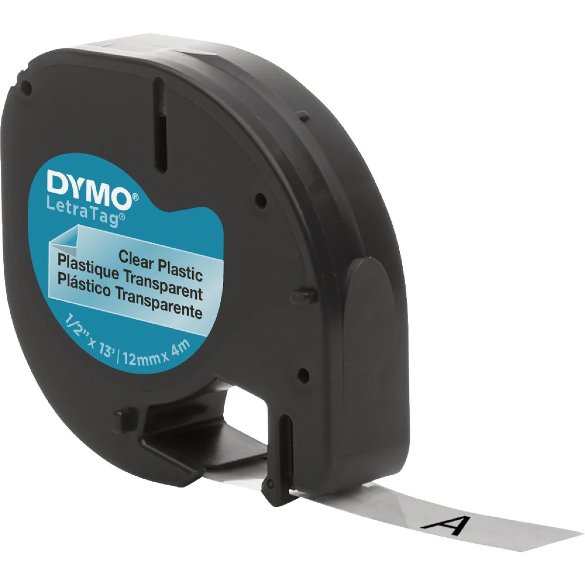 DYMO LetraTag Plastic Labels with Black Text on Clear Label